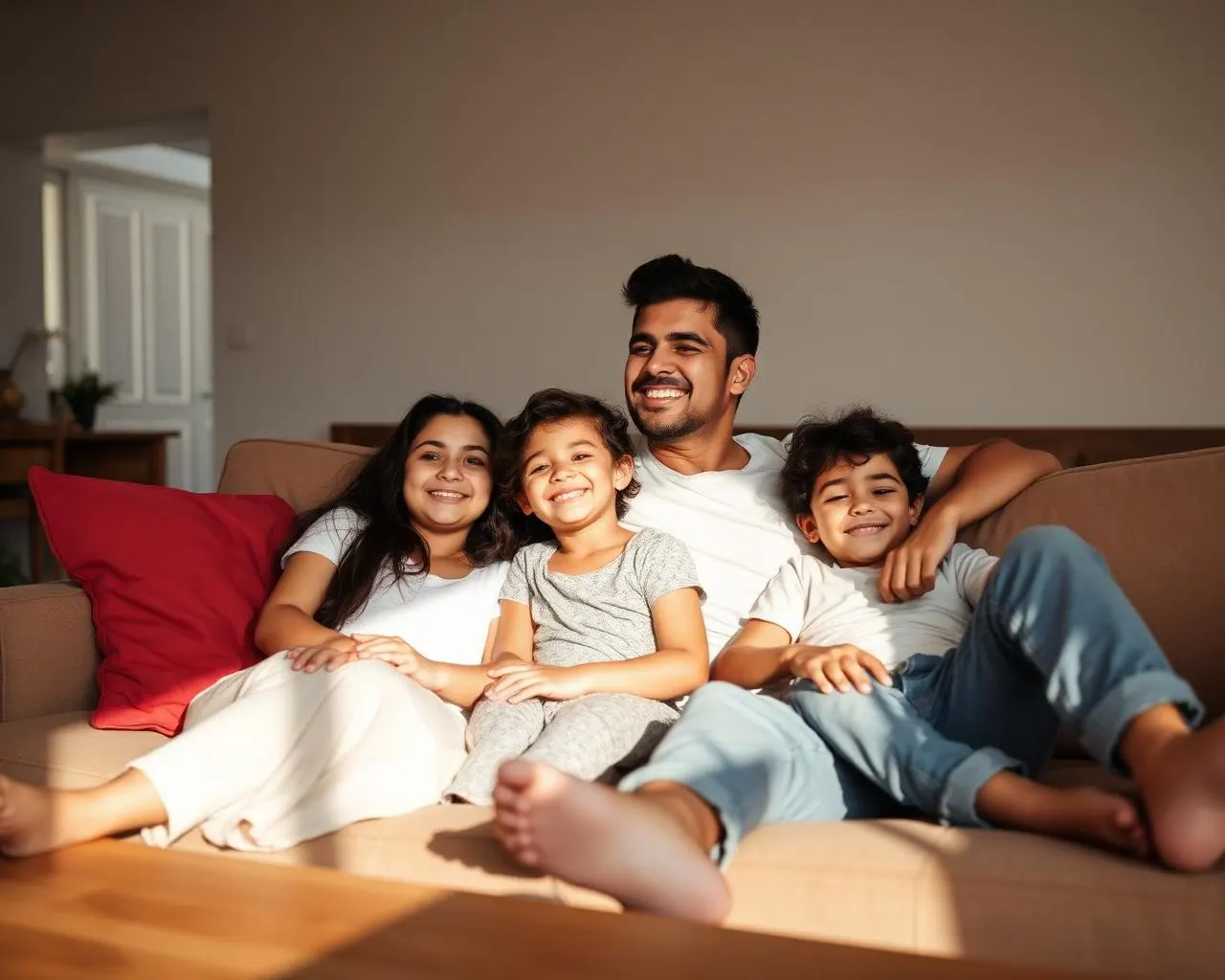 Família reunida em casa